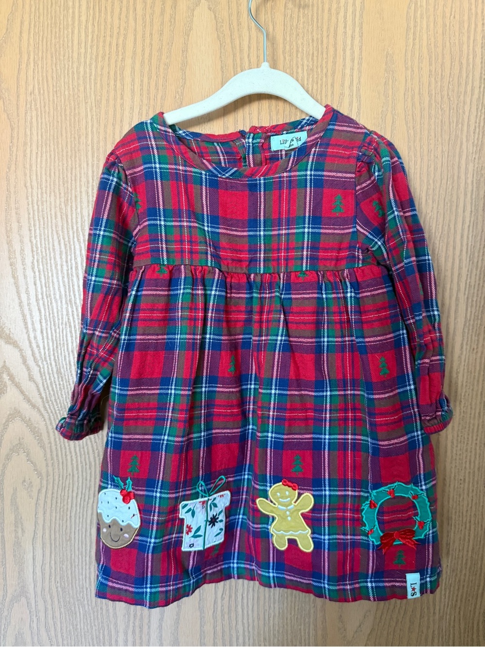 Lily & Sid Red Plaid Holiday Appliqué Dress